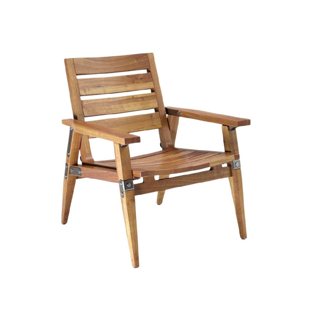 Luxe Houten Tuinstoel met Strakke Lijnen en Comfortabele Steun