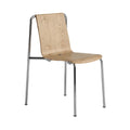 **Industriele Stoel met Houten Zitting en Chrome Onderstel**