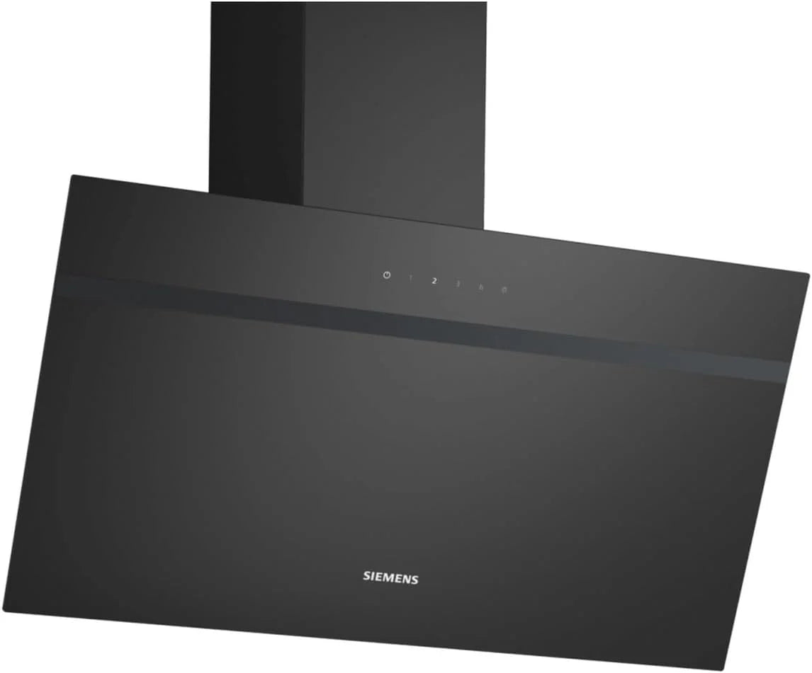 Siemens LC65KDK60 wandafzuigkap iQ100, afzuigkap voor wandmontage, 60 cm breed, intensief, LED-verlichting, touchControl, metalen vetfilter, zwart