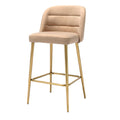 "Moderne Barkruk met Beige Stoffering en Gouden Poten"